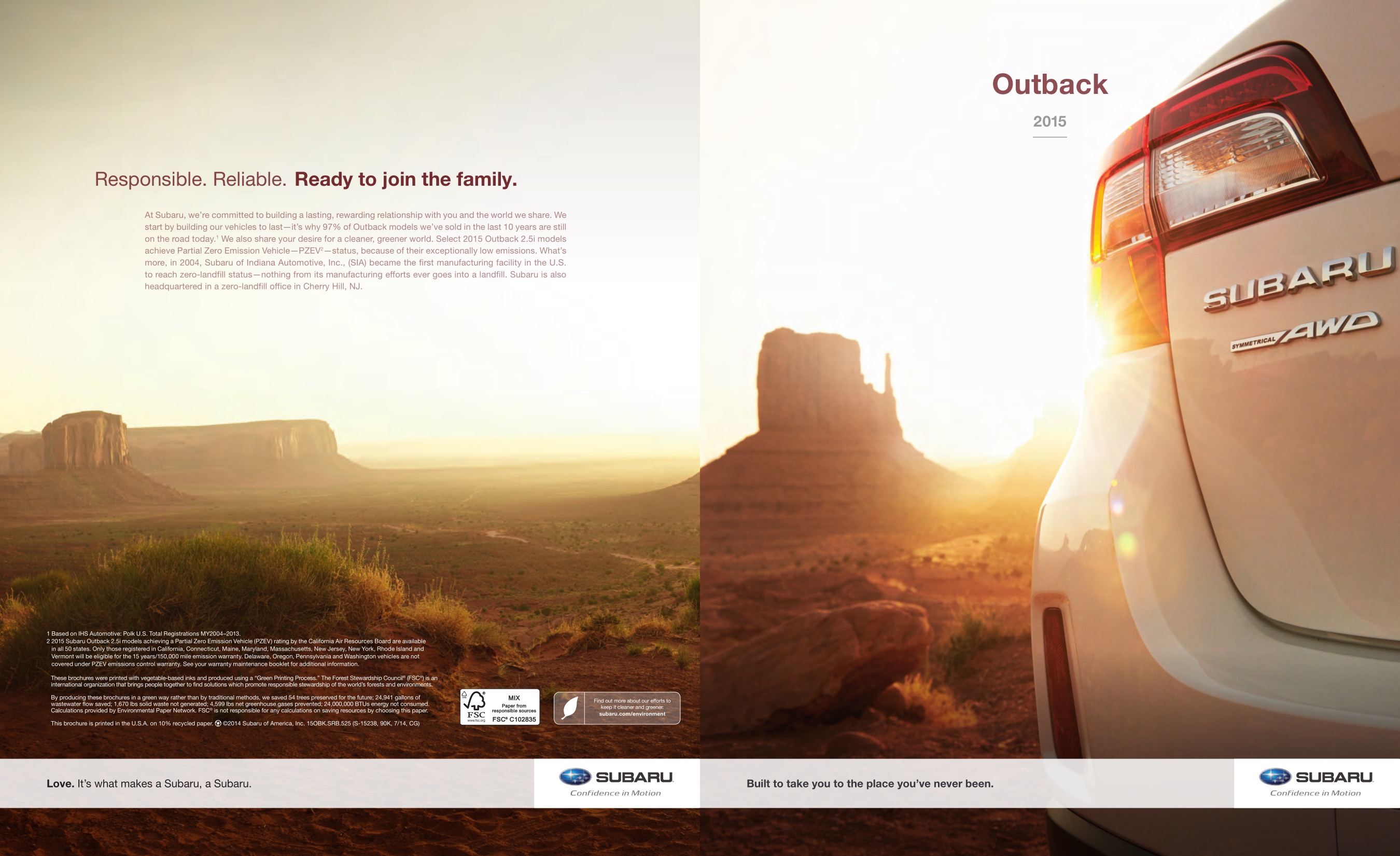 2015 Subaru Outback Brochure Page 12